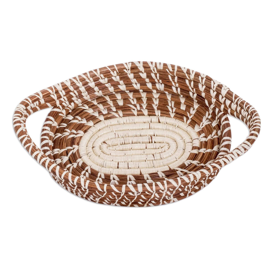 Handcrafted Oval Natural Fiber Basket from Guatemala (Small) - Natural Silhouettes