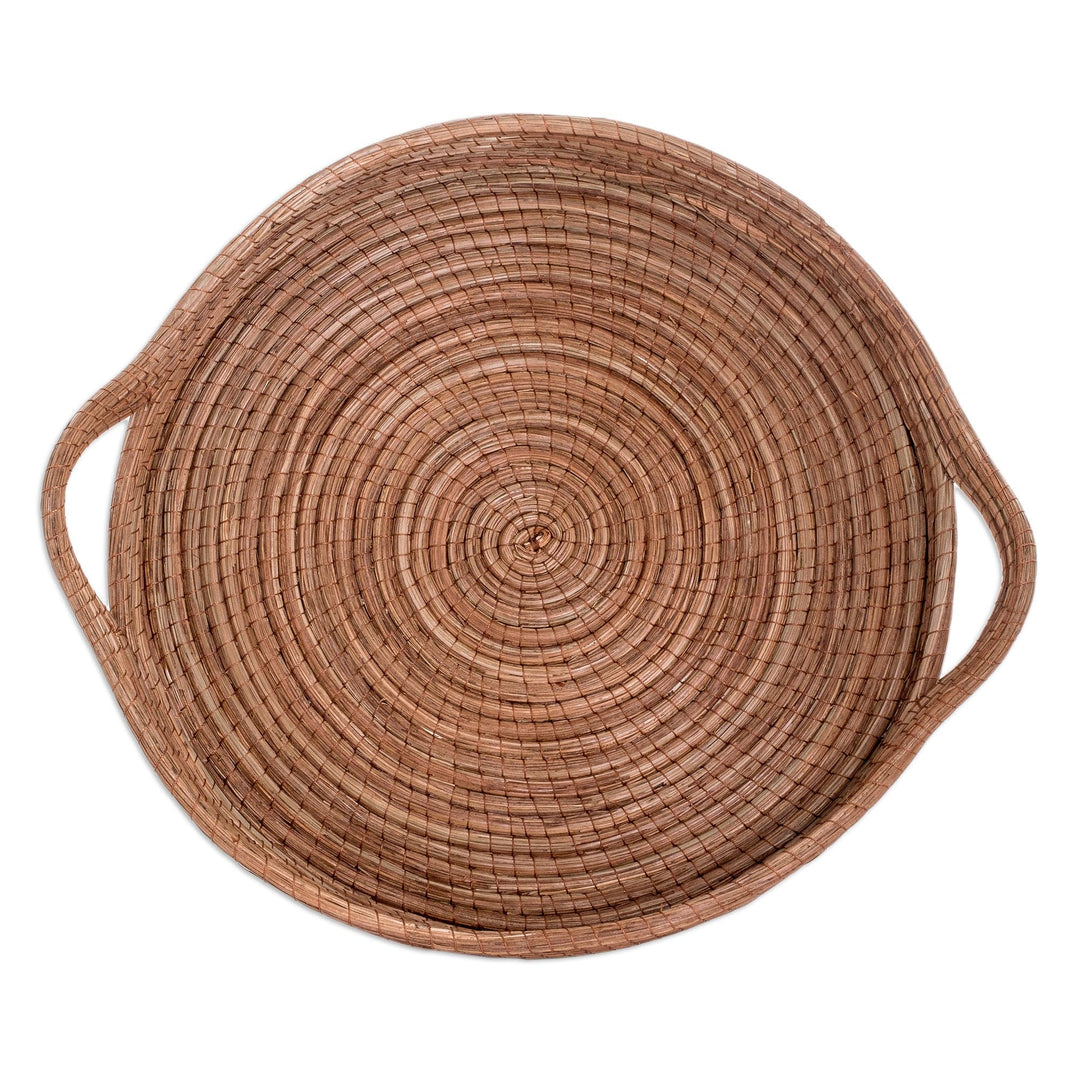 Handcrafted Round Natural Fiber Basket in Brown (Large) - Fresh Leaf
