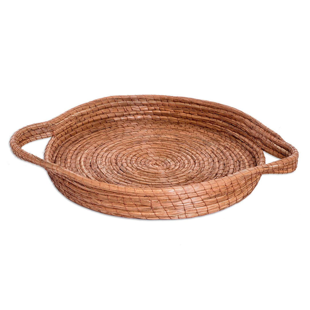 Handcrafted Round Natural Fiber Basket in Brown (Medium) - Fresh Leaf
