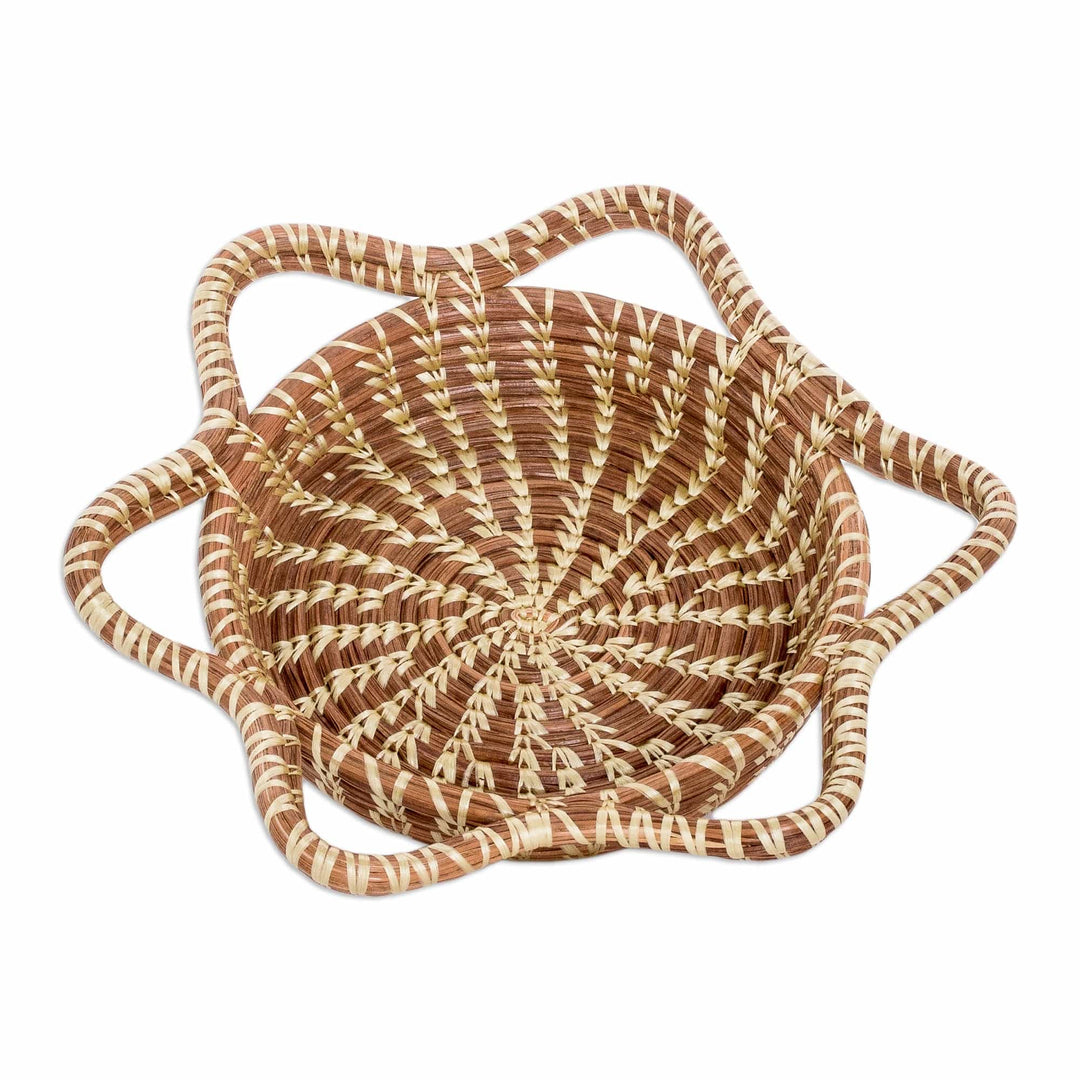 Handcrafted Brown Natural Fiber Basket from Guatemala - Stellar