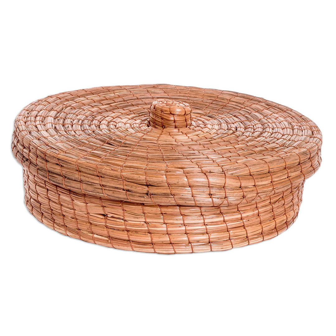 Handcrafted Natural Fiber Basket in a Natural Brown Hue - Forest Auras