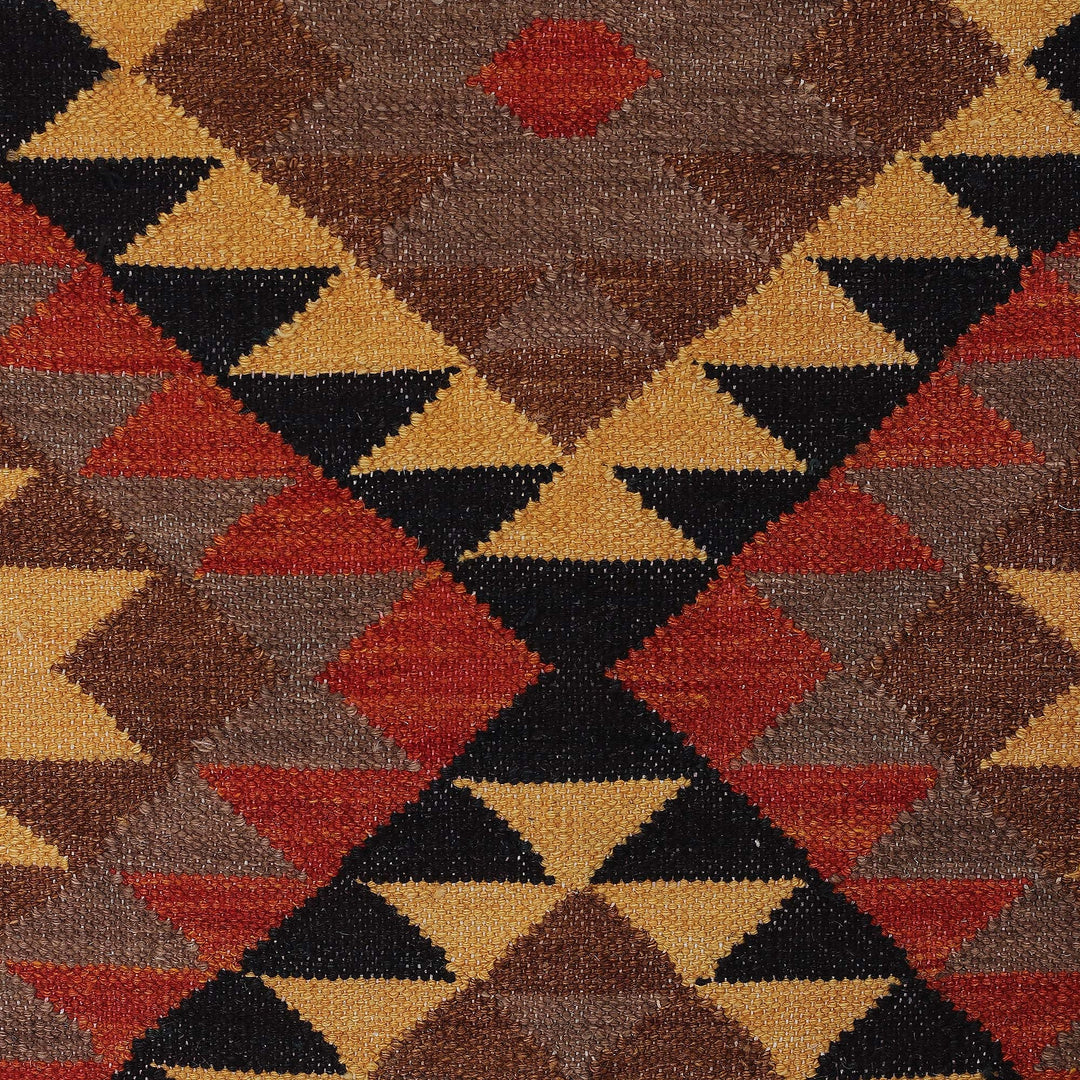Handmade Diamond-Patterned Wool Area Rug in Warm Hues (3x5) - Classic Manor