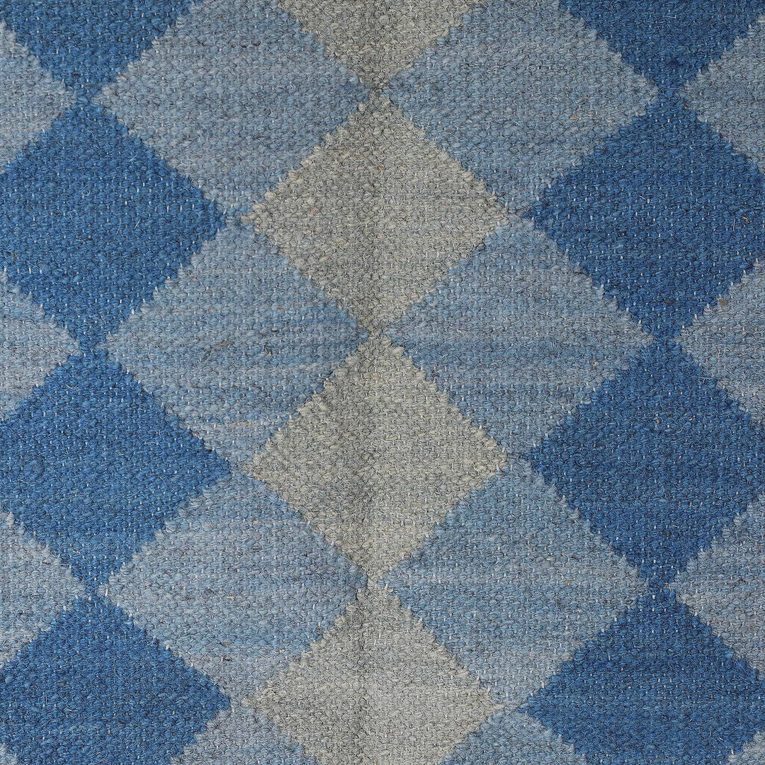Modern Geometric-Patterned Blue Wool Area Rug (3x5) - Blue Combination