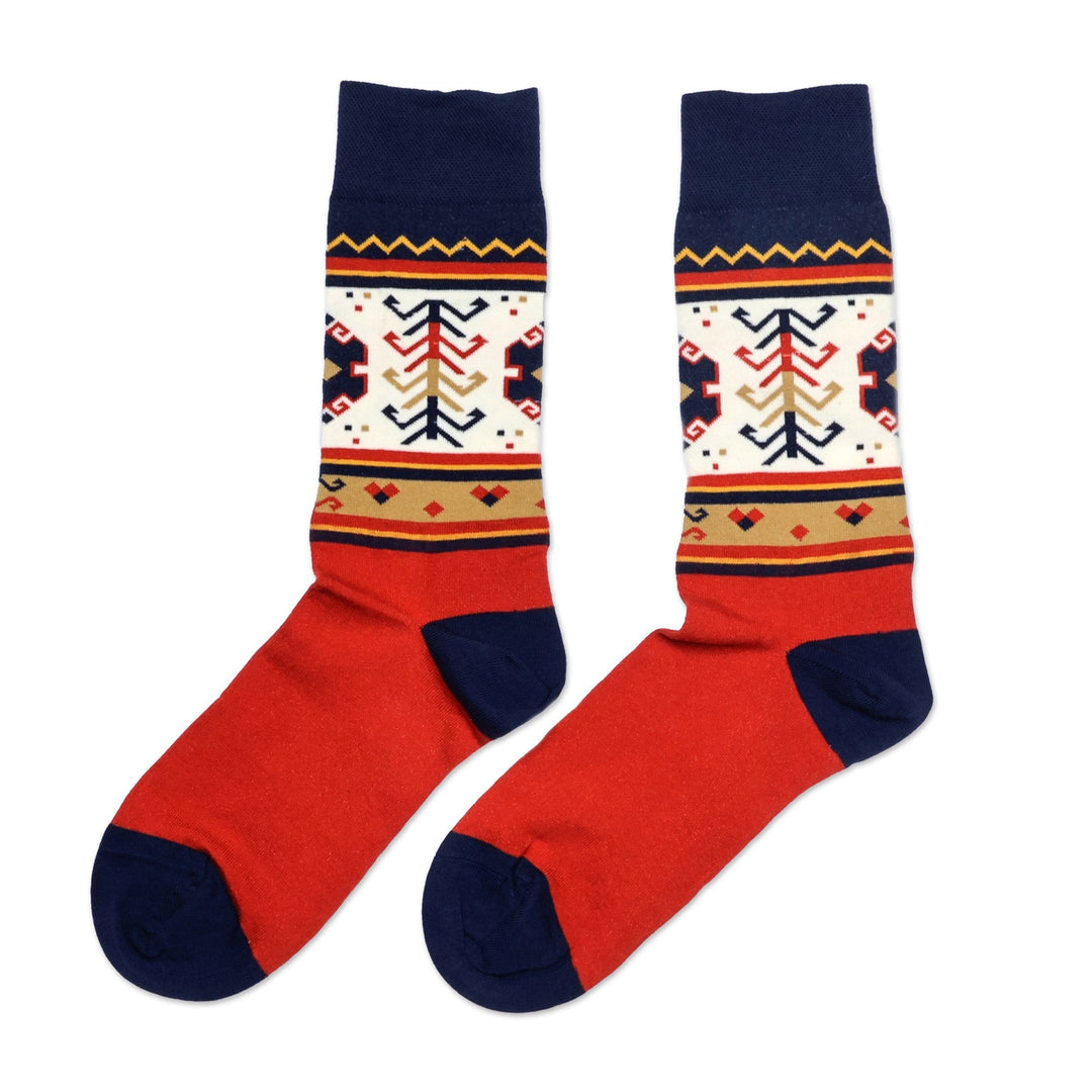 Cotton Blend Socks with Traditional Armenian Motifs - Haghartsin Mysteries
