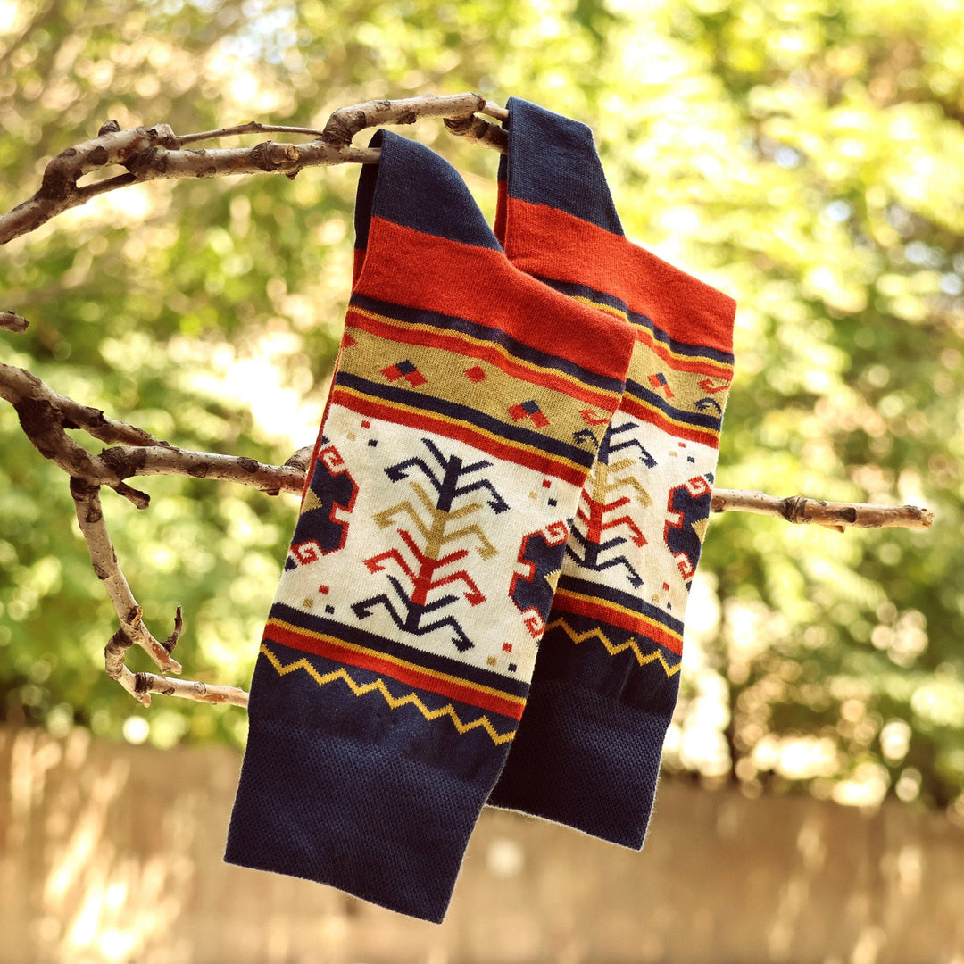 Cotton Blend Socks with Traditional Armenian Motifs - Haghartsin Mysteries