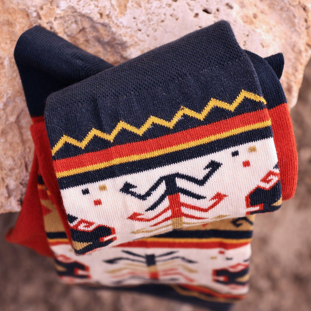 Cotton Blend Socks with Traditional Armenian Motifs - Haghartsin Mysteries