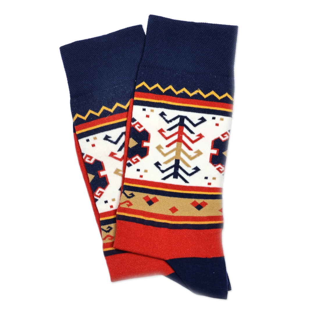 Cotton Blend Socks with Traditional Armenian Motifs - Haghartsin Mysteries