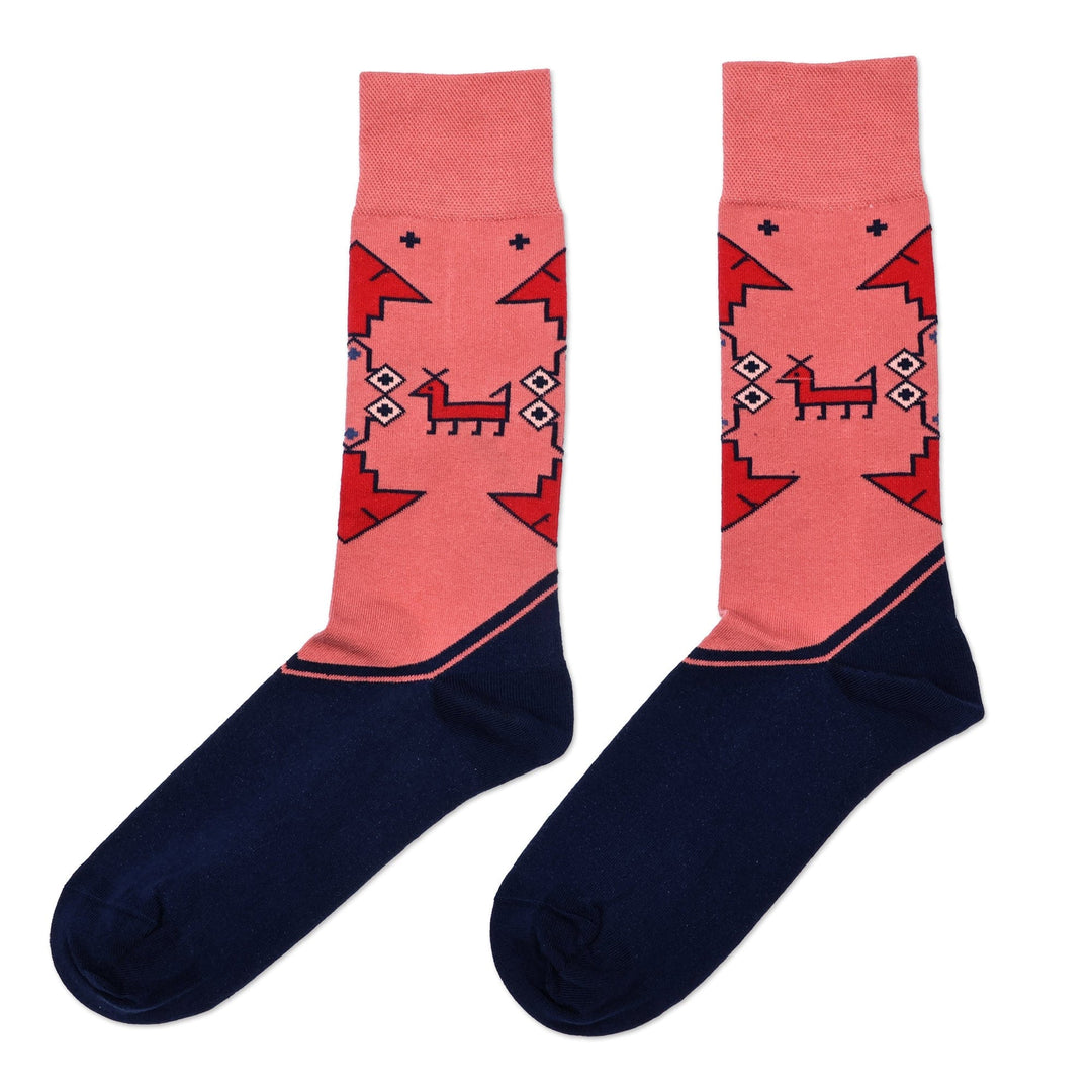 Cotton Blend Socks Adorned with Traditional Armenian Motifs - Armenian Traveler