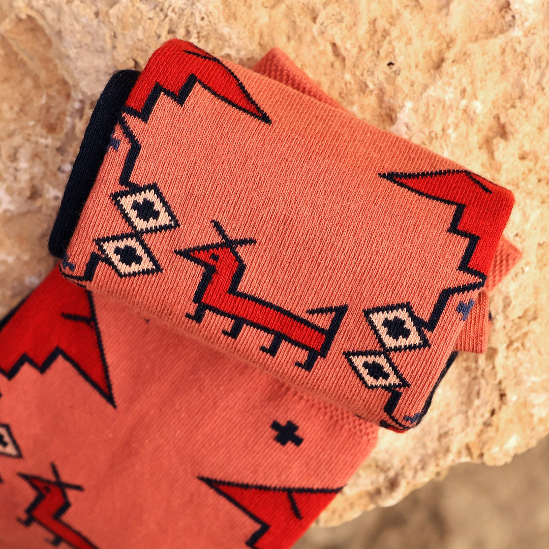 Cotton Blend Socks Adorned with Traditional Armenian Motifs - Armenian Traveler