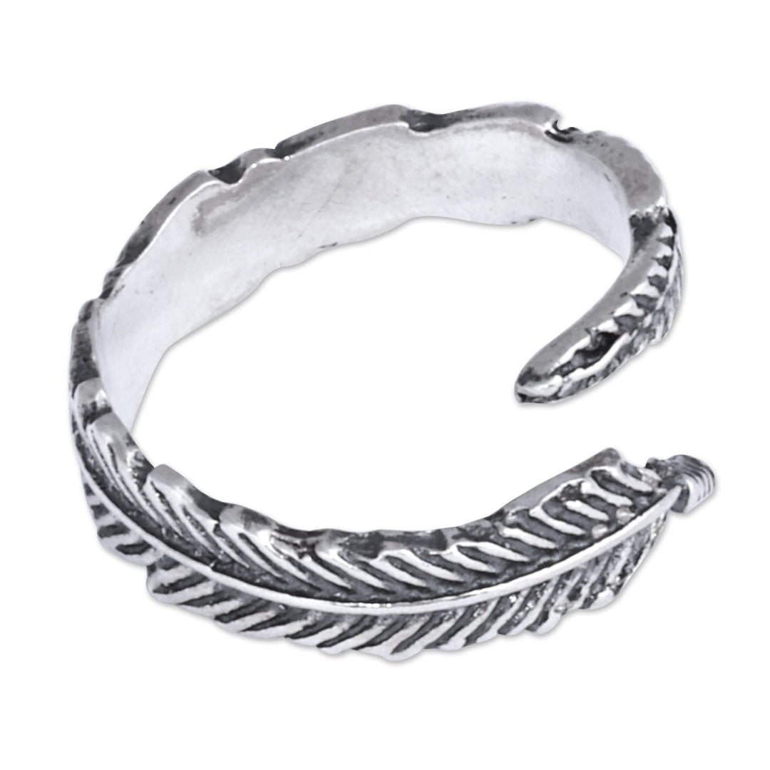 Sterling Silver Leaf Wrap Ring with Oxidized Finish - Nature's Embrace