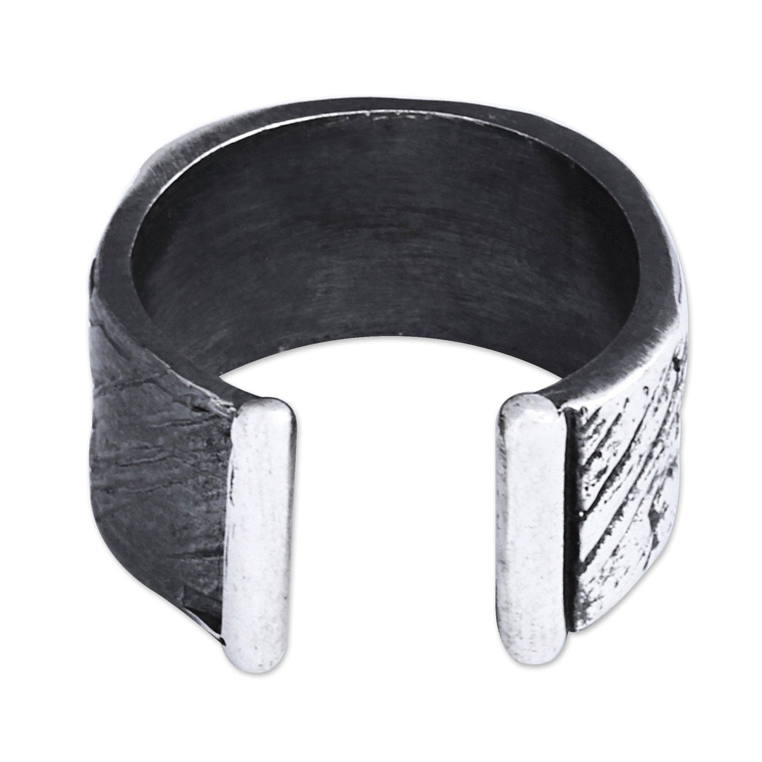 Men's 925 Silver Wrap Ring with Oxidized & Textured Accents - Inheritance