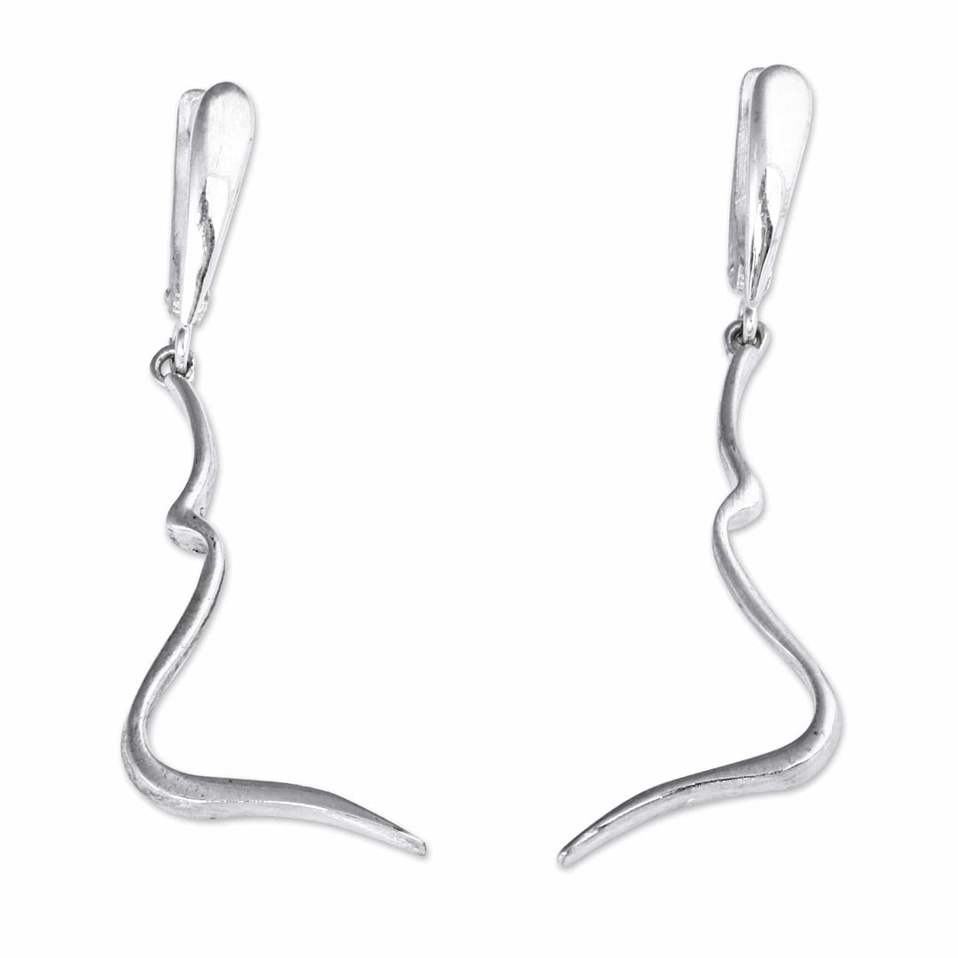 Modern Lightning-Inspired Sterling Silver Dangle Earrings - Bright Lightning