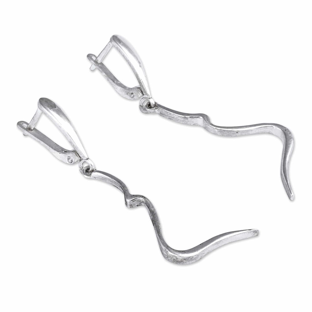 Modern Lightning-Inspired Sterling Silver Dangle Earrings - Bright Lightning
