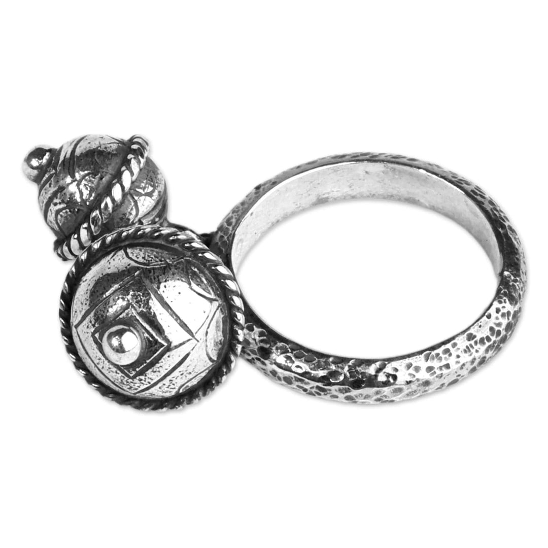 Traditional Oxidized-Finished Sterling Silver Charm Ring - Homeland Rhythm