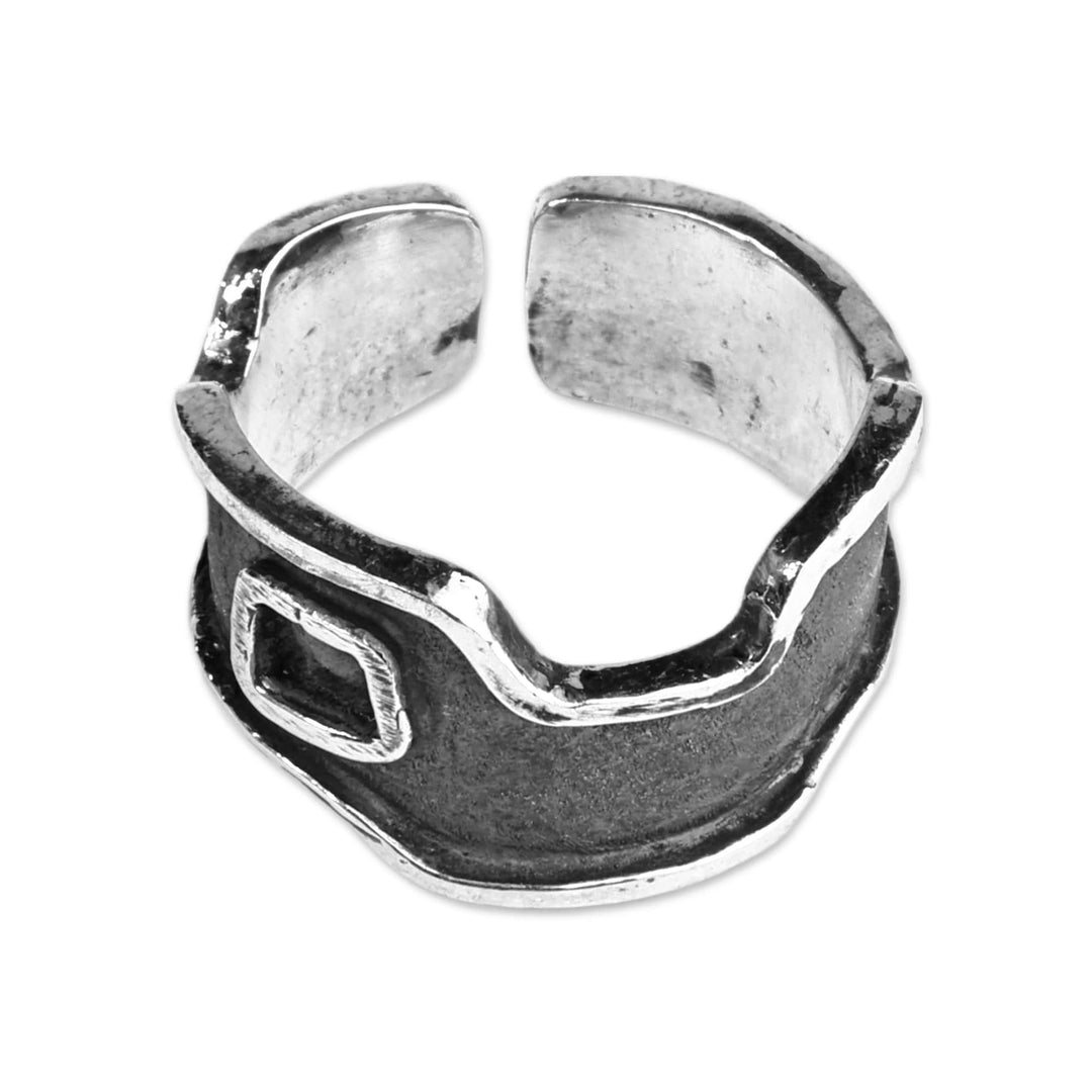 Men's Modern Sterling Silver Wrap Ring with Oxidized Finish - Wall Strength