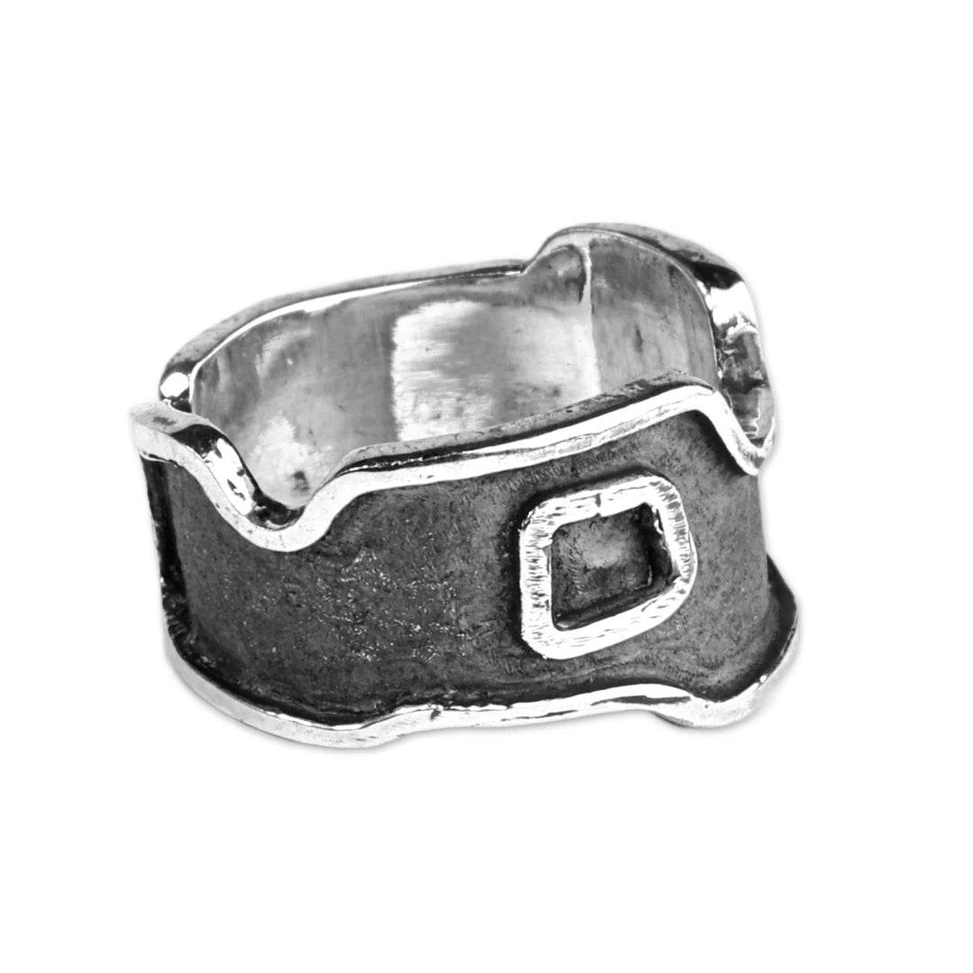 Men's Modern Sterling Silver Wrap Ring with Oxidized Finish - Wall Strength