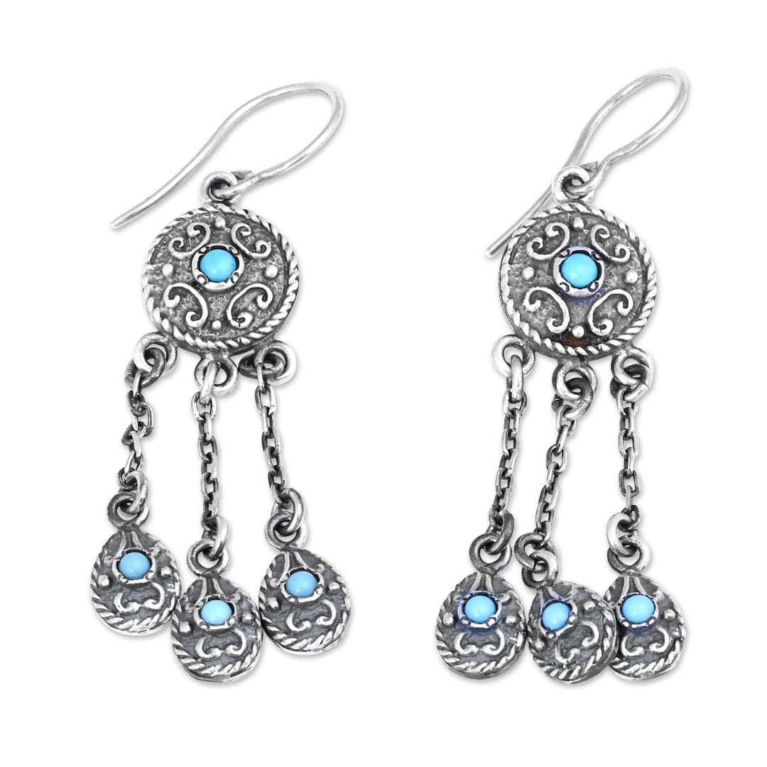 Classic Reconstituted Turquoise Chandelier Earrings - Palatial Serenade