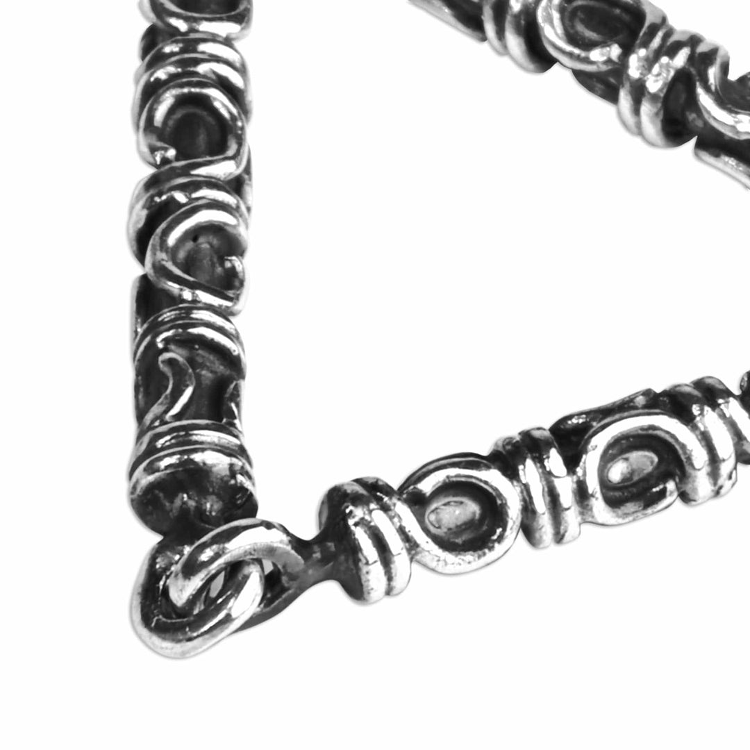 Classic Oxidized Geometric Sterling Silver Dangle Earrings - Classic Trinity