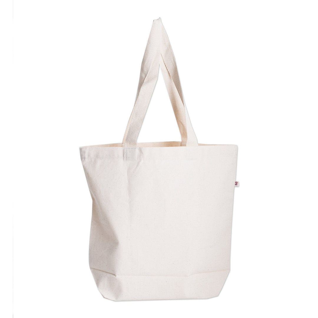 Striped Foldable Cotton Tote Bag with Bronze Button Closure - Earthy