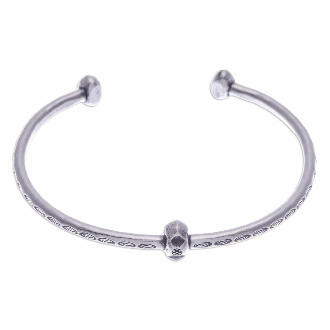 Sterling Silver Cuff Bracelet with Hill Tribe Pendant - Charming Core