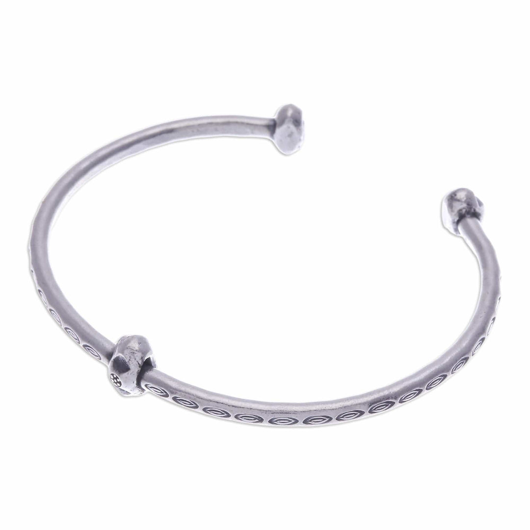 Sterling Silver Cuff Bracelet with Hill Tribe Pendant - Charming Core