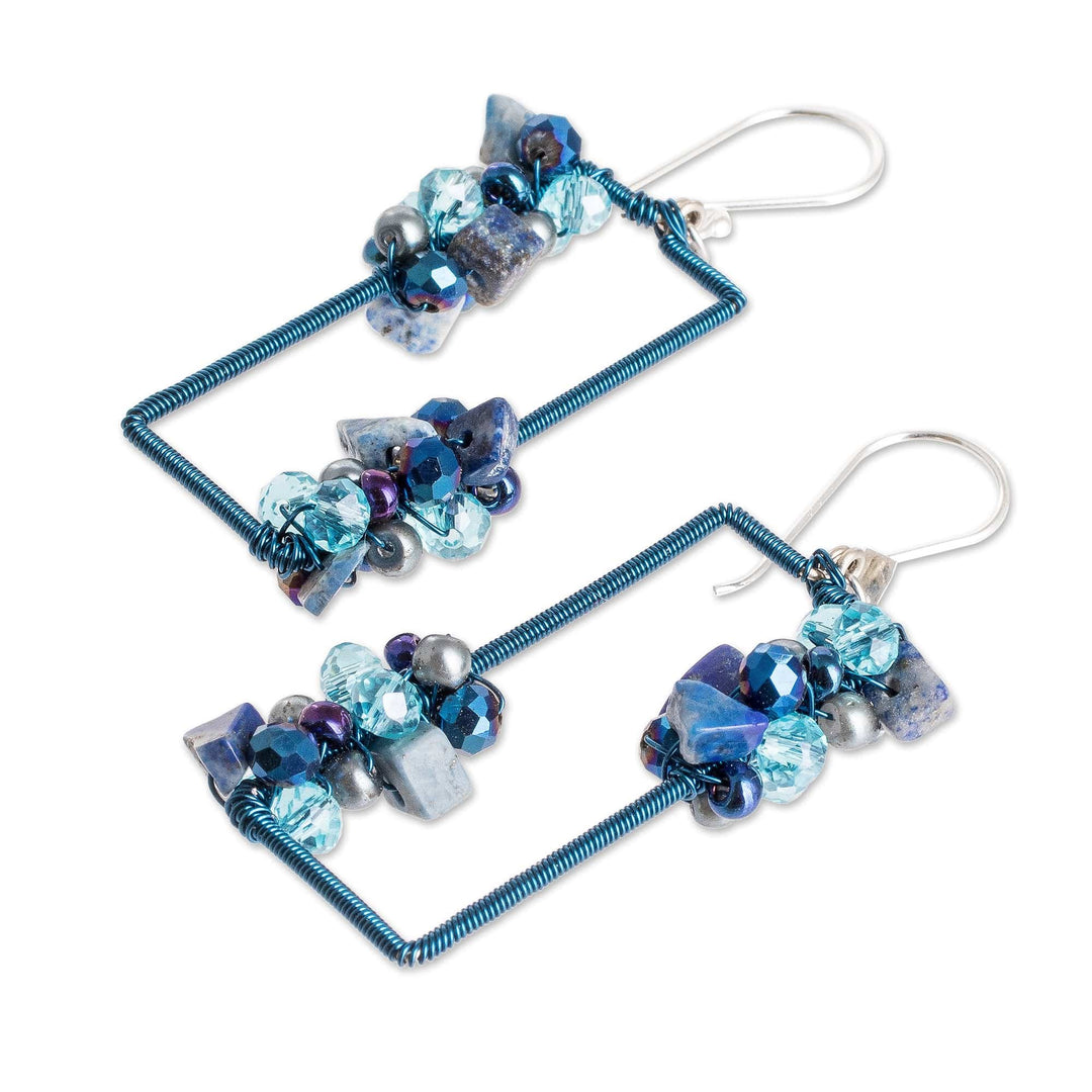 Blue Lapis Lazuli Crystal & Glass Beaded Dangle Earrings - Precious Intellect