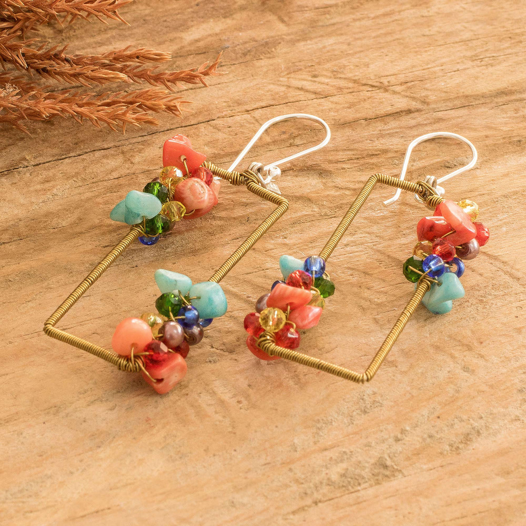 Handmade Colorful Crystal & Glass Beaded Dangle Earrings - Precious Shades
