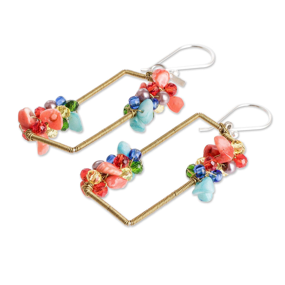 Handmade Colorful Crystal & Glass Beaded Dangle Earrings - Precious Shades