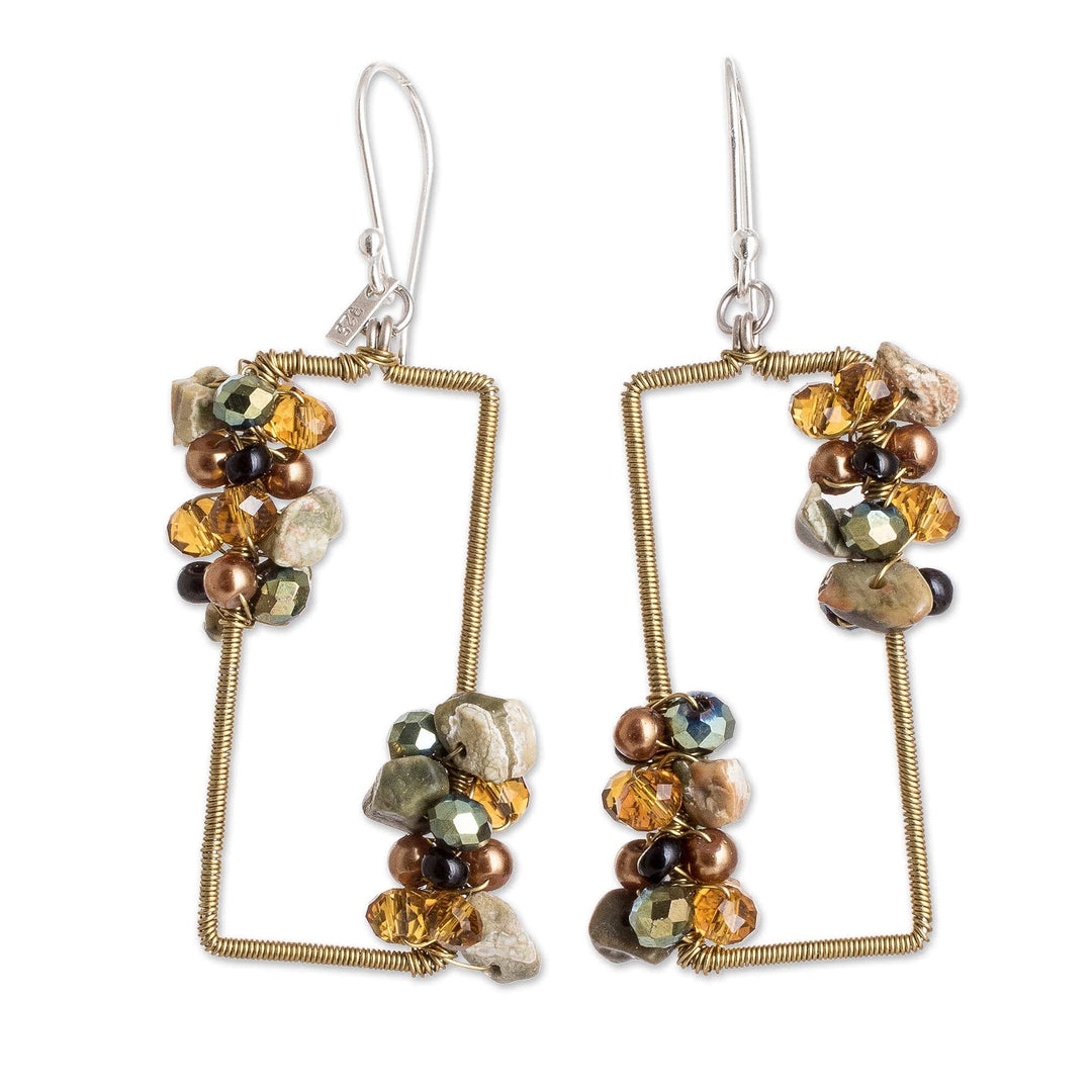 Golden Jasper Crystal & Glass Beaded Dangle Earrings - Precious Sunshine