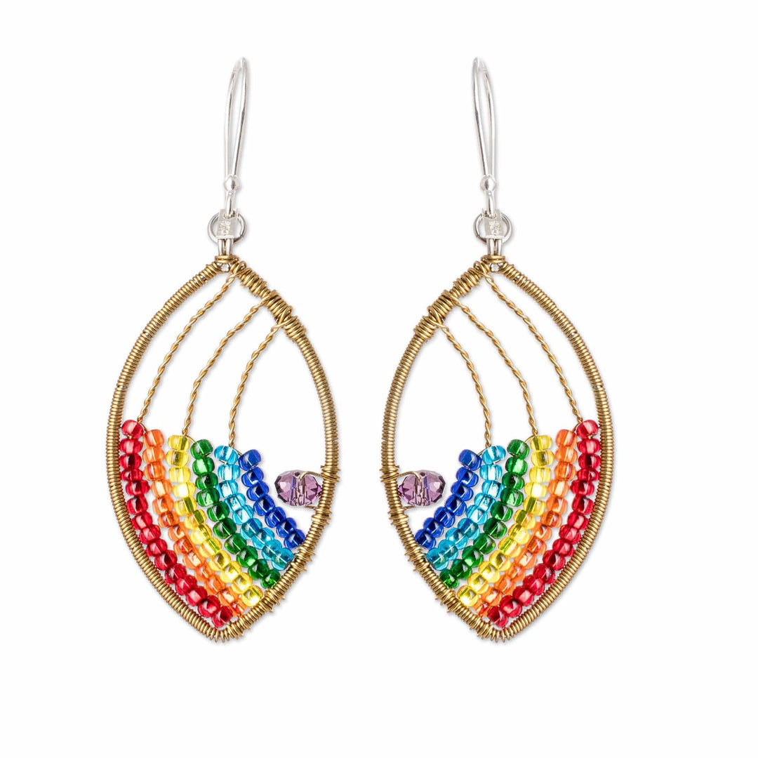 Polished Rainbow Crystal and Glass Beaded Dangle Earrings - Glorious Rainbow