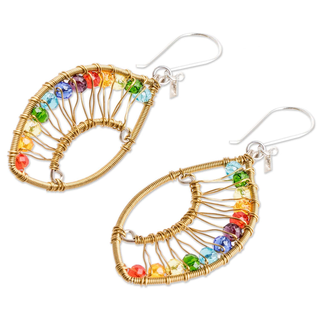 Handmade Multicolored Crystal & Glass Beaded Dangle Earrings - Colorful Crystal Eyes
