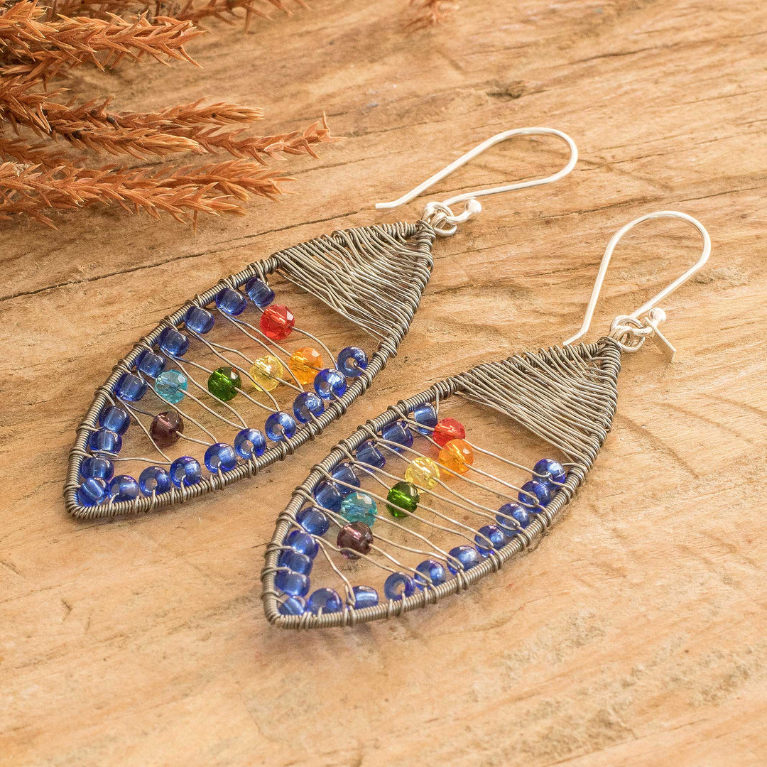 Crystal & Glass Beaded Dangle Earrings with Wire Accents - Stylish Union