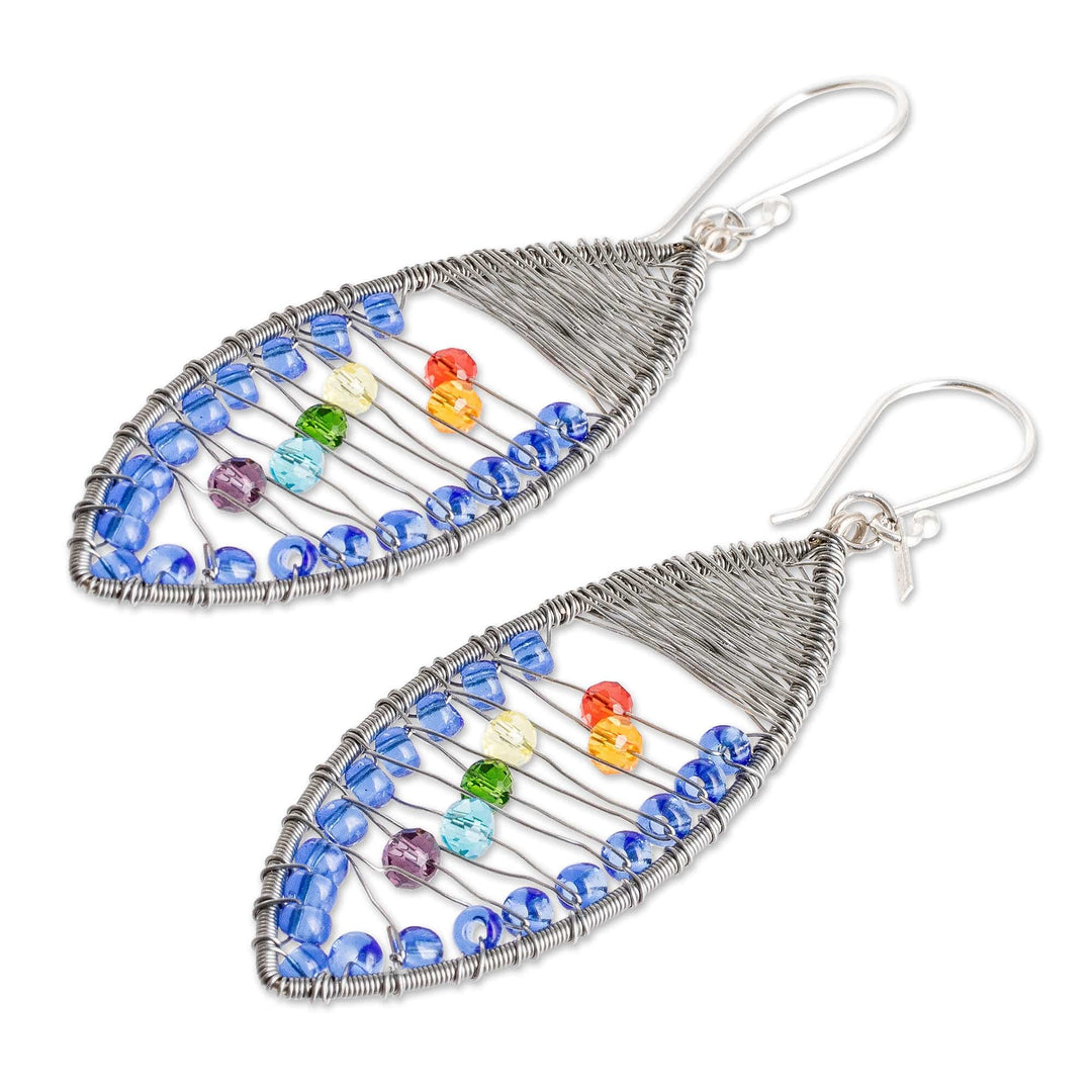 Crystal & Glass Beaded Dangle Earrings with Wire Accents - Stylish Union