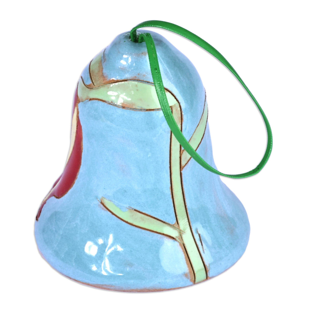 Handmade Glazed Ceramic Bell Ornament with Pomegranate Motif - Lovely Pomegranate