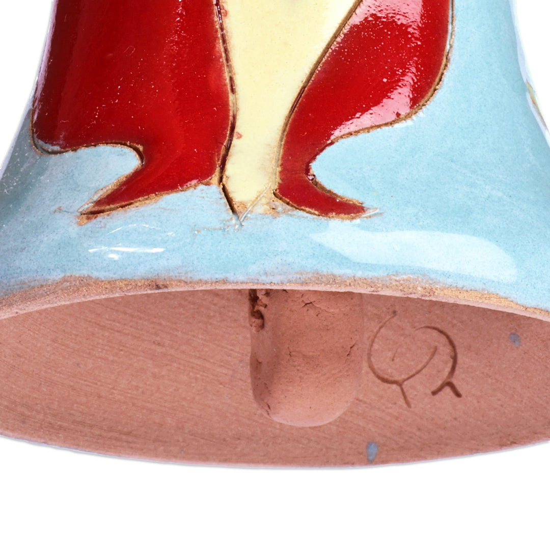 Handmade Glazed Ceramic Bell Ornament with Pomegranate Motif - Lovely Pomegranate
