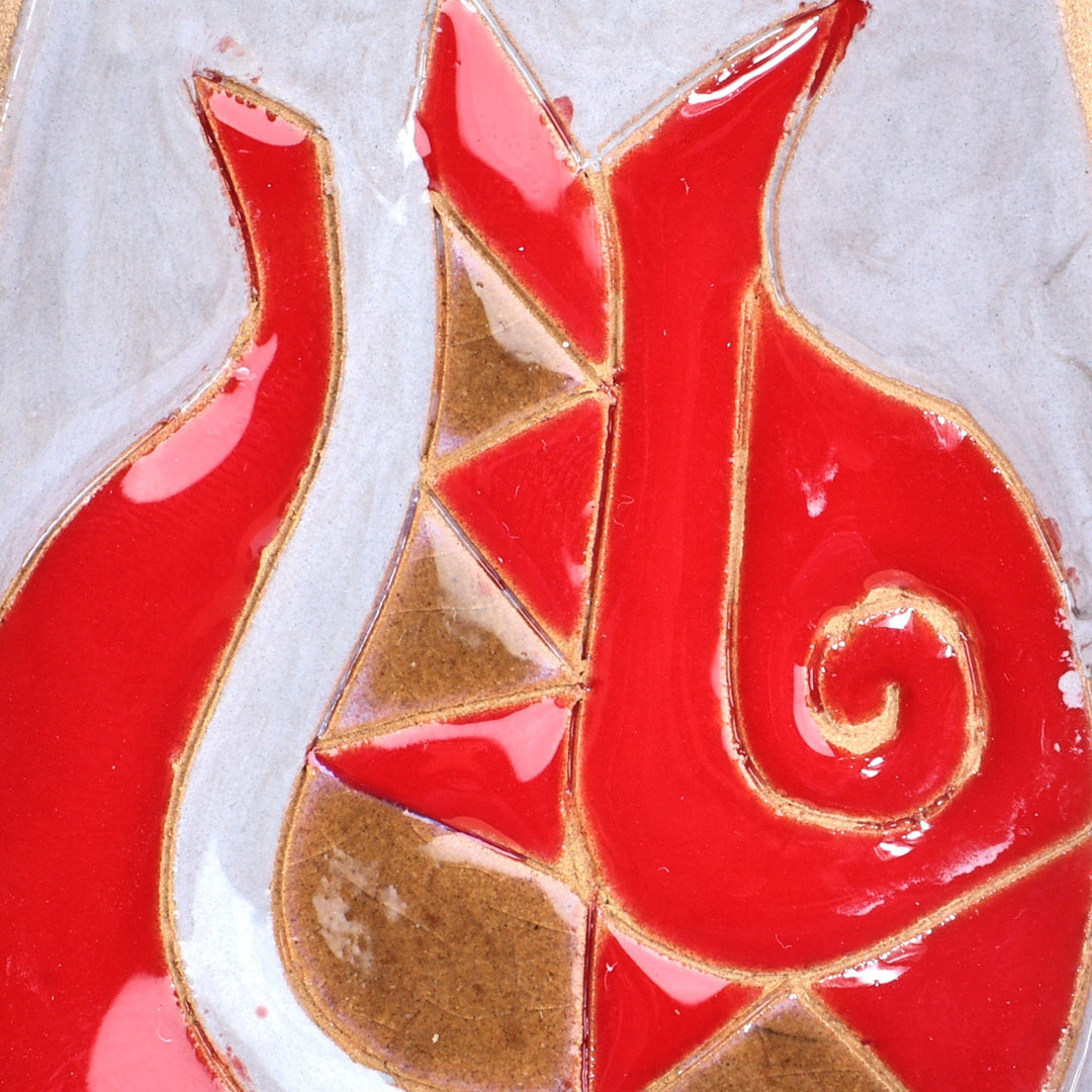 Pomegranate-Themed Painted Grey Ceramic Spoon Rest - Romance Flavors in Grey