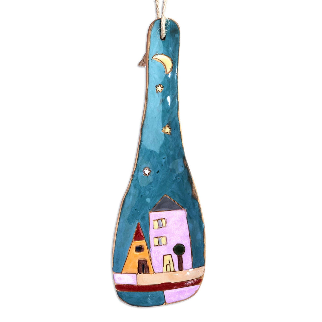 Handcrafted Teal Ceramic Spoon Rest in a Glazed Finish - Teal Metropolis