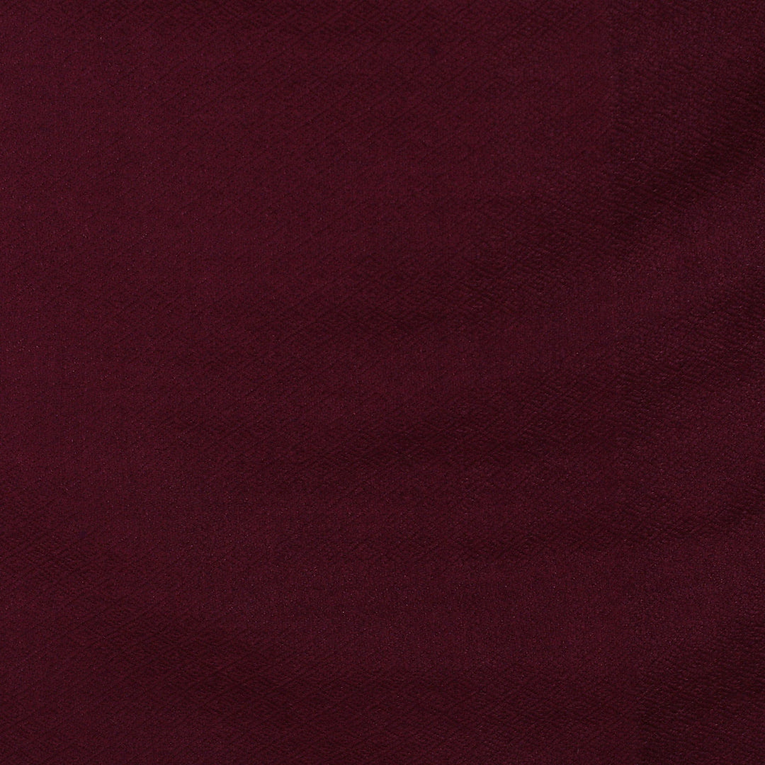 Fringed Wine Wool Shawl with Hand-Woven Geometric Motifs - Winter Warmth in Wine