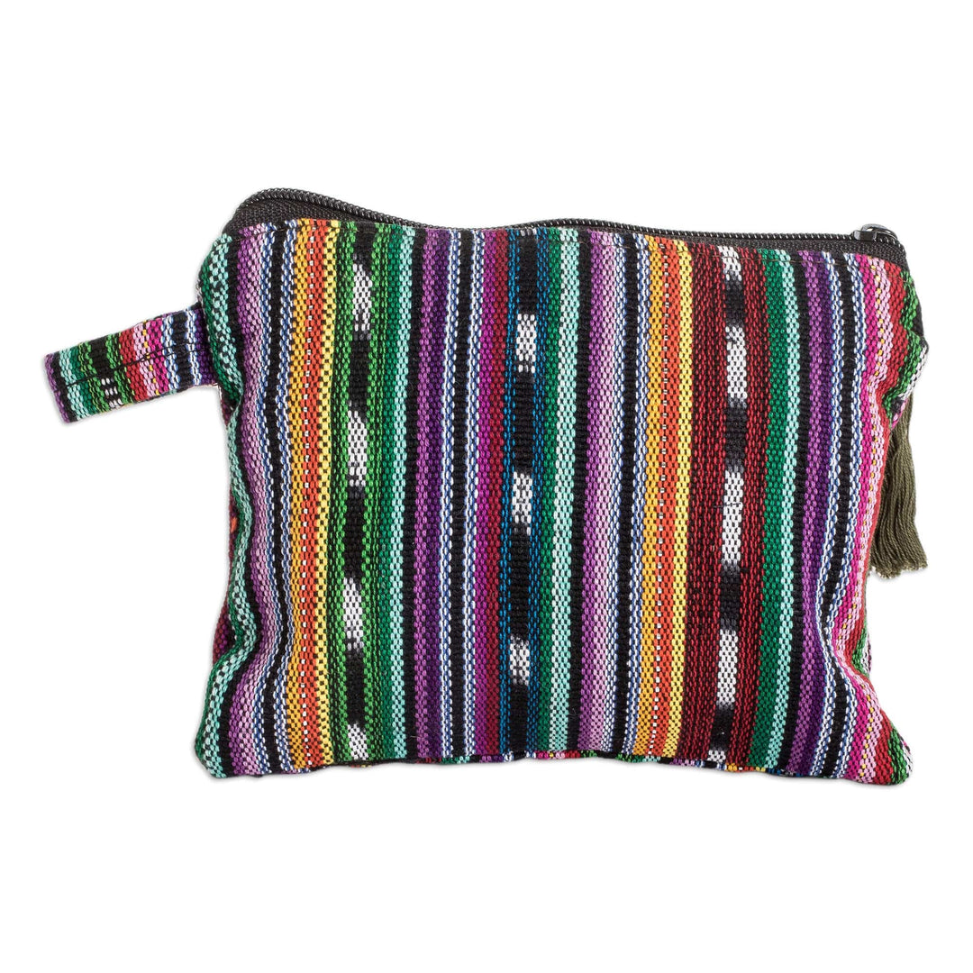 Handwoven Colorful Cotton Cosmetic Bag with Worry Dolls - Stylish Dolls
