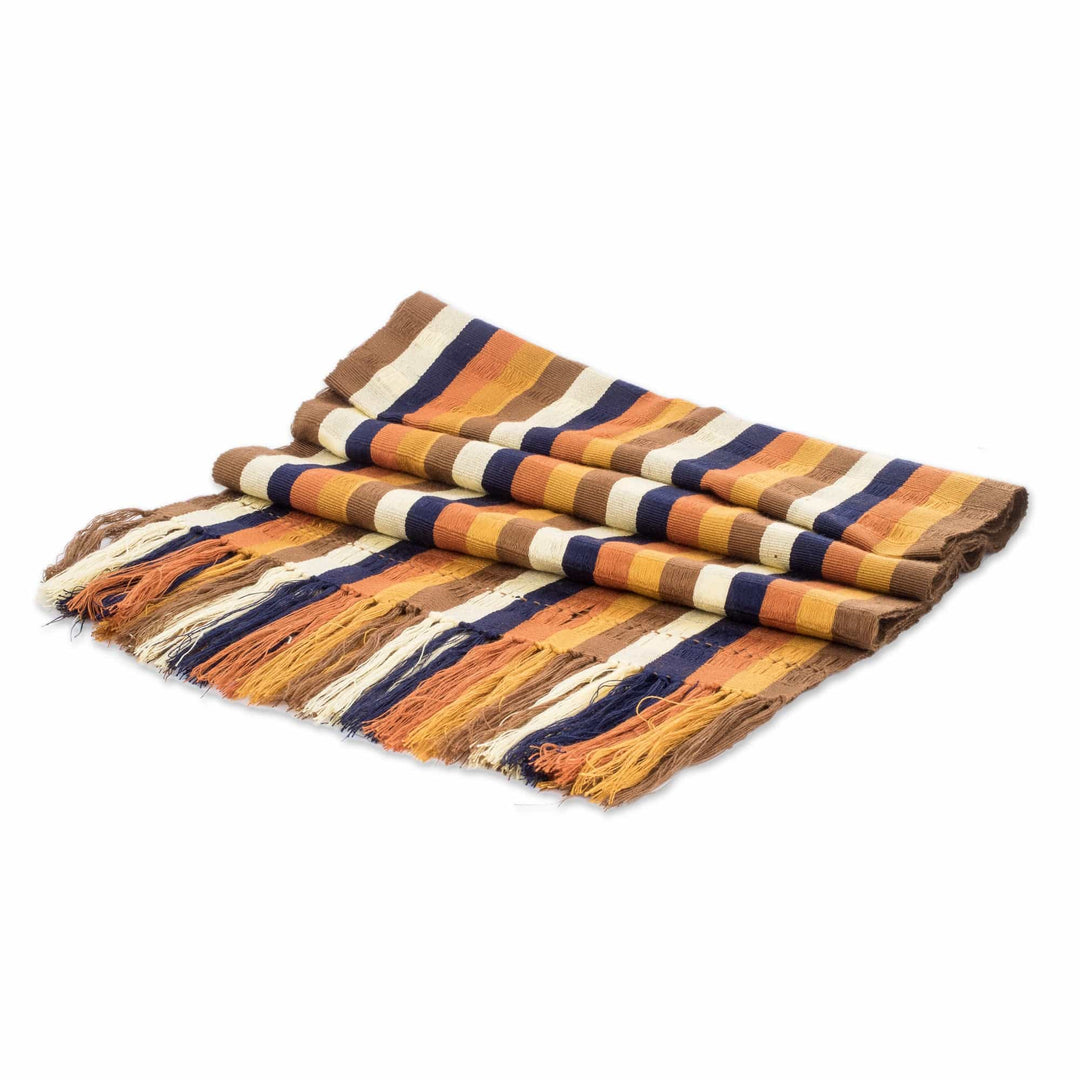 Handloomed Striped Warm-Toned Acrylic Shawl with Fringes - Rich Lands
