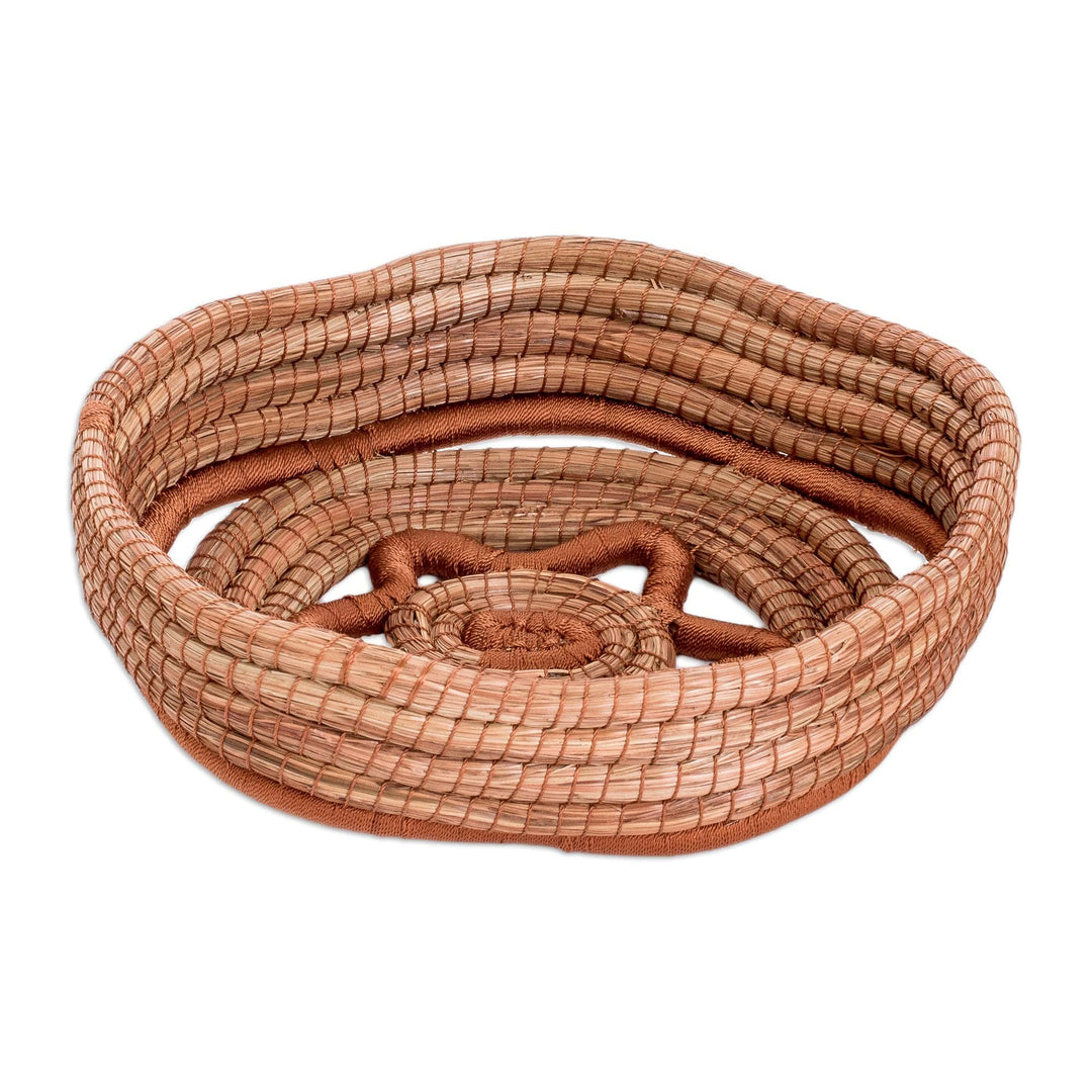 Handwoven Star-Themed Natural Fiber Basket in Brown Hues - Nature's Star
