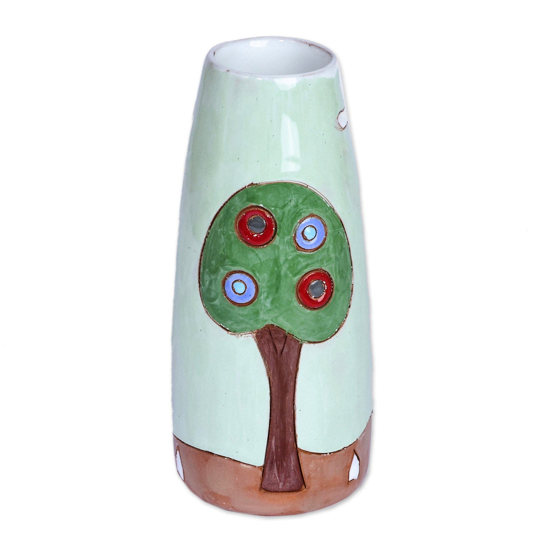 Armenian Hand-Painted Green Glazed Ceramic Vase - Lovely Green Homes