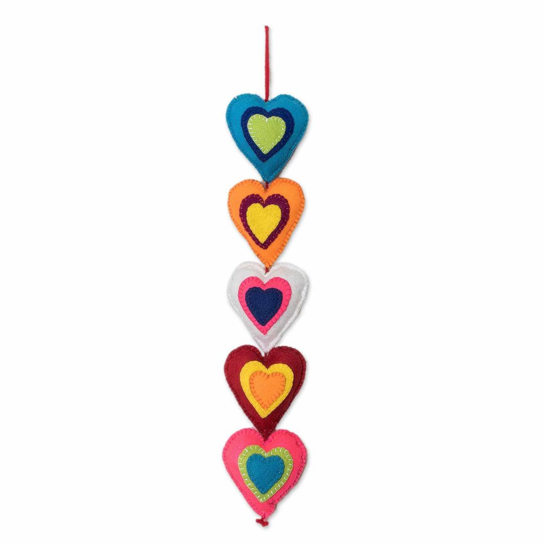 Handcrafted Heart-Shaped Multicolor Felt Mobile - Multicolor Love