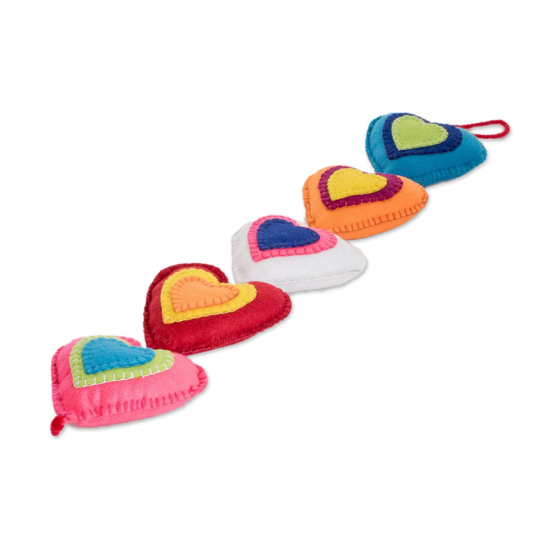 Handcrafted Heart-Shaped Multicolor Felt Mobile - Multicolor Love