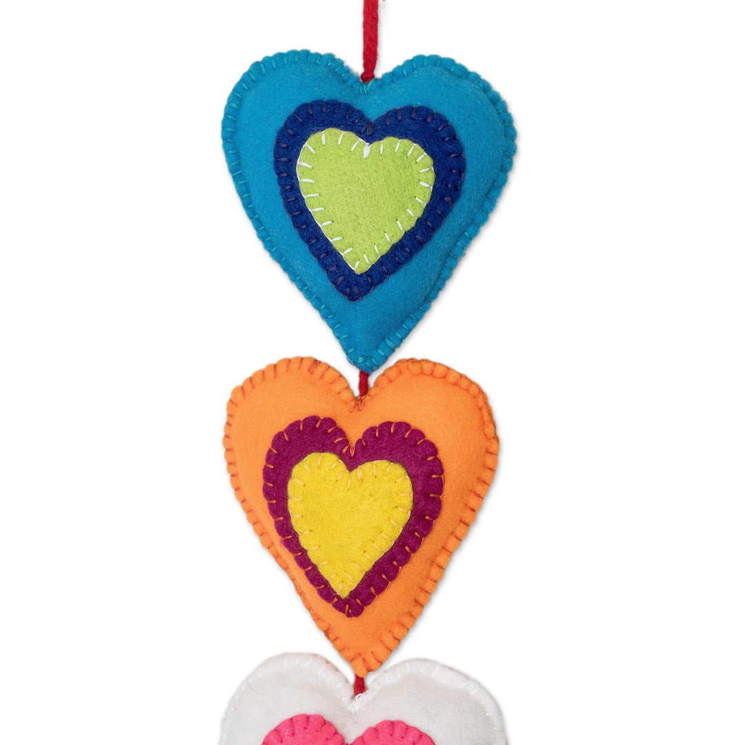 Handcrafted Heart-Shaped Multicolor Felt Mobile - Multicolor Love