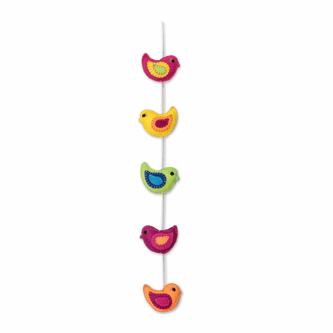 Handcrafted Bird-Themed Colorful Felt Mobile - Sweet Flock