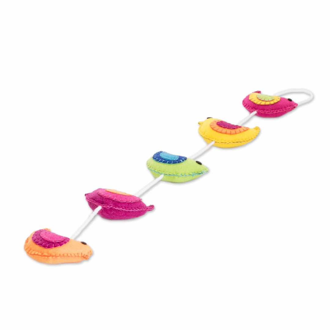 Handcrafted Bird-Themed Colorful Felt Mobile - Sweet Flock