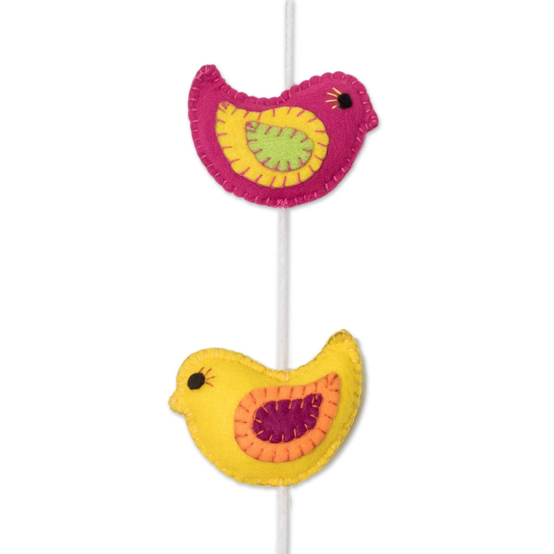 Handcrafted Bird-Themed Colorful Felt Mobile - Sweet Flock