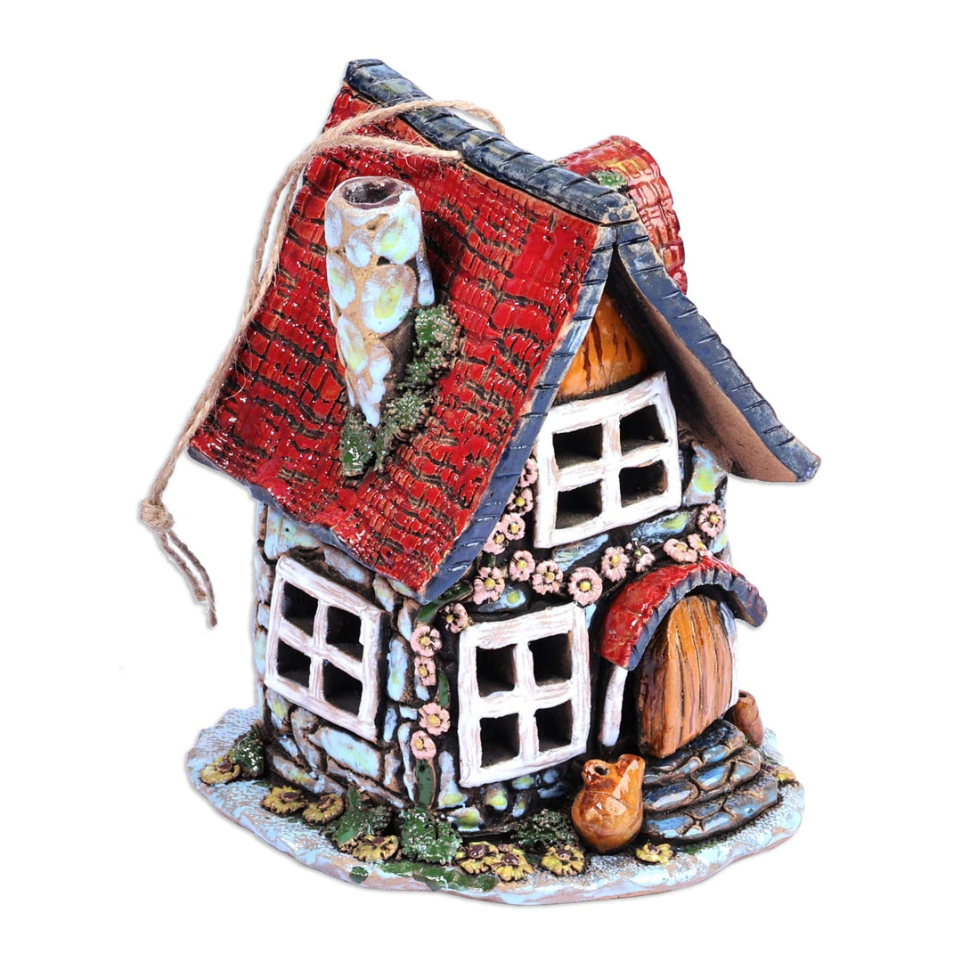 House-Themed Handcrafted Painted Ceramic Tealight Holder - Dreamy Home