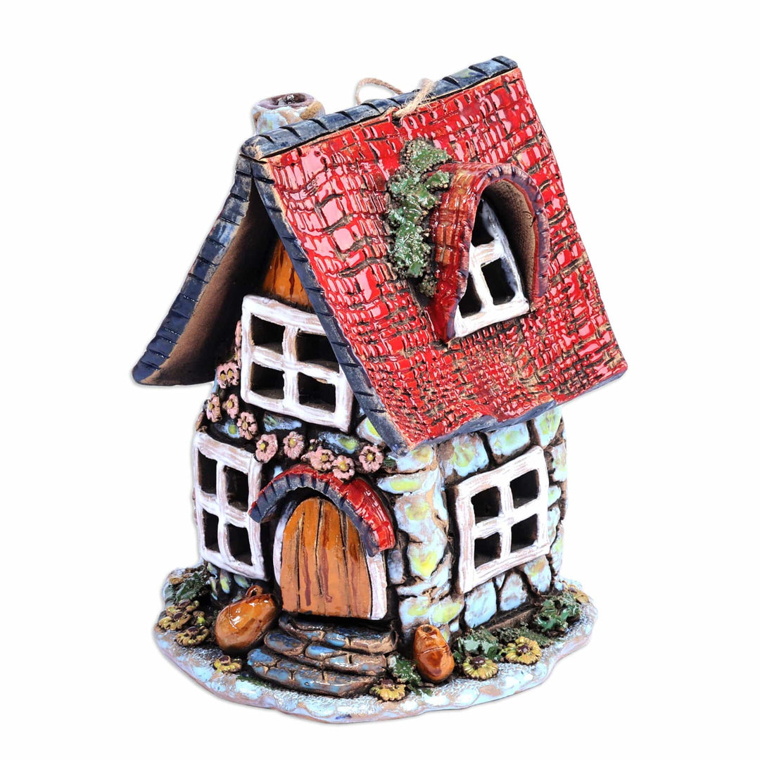 House-Themed Handcrafted Painted Ceramic Tealight Holder - Dreamy Home